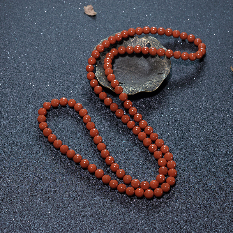 四川柿子红南红108佛珠-红掌柜