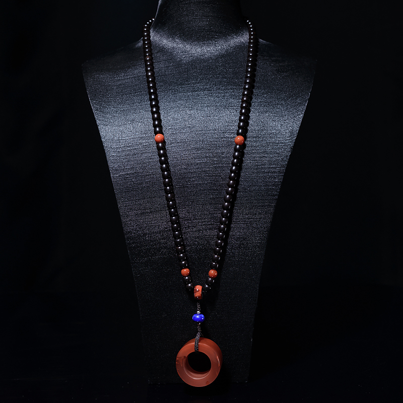 四川天然冰飘料南红扳指扣毛衣链-红掌柜