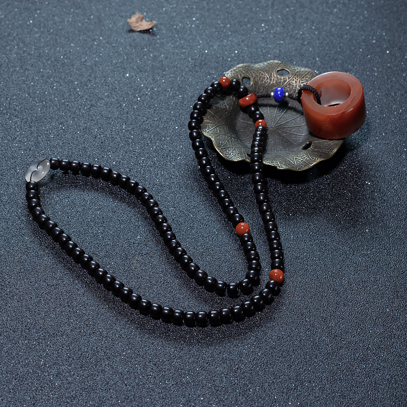 四川冰飘料南红扳指扣毛衣链-红掌柜