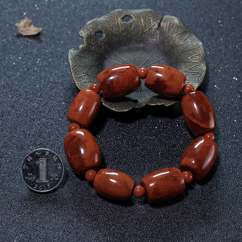 火焰纹南红桶珠手串-红掌柜