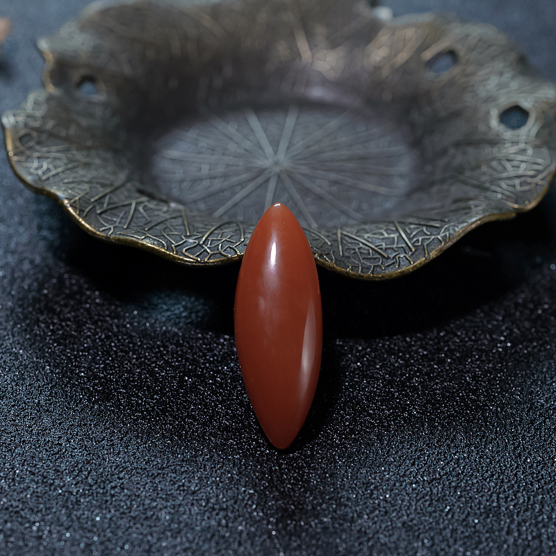 四川天然樱桃红南红戒面-红掌柜