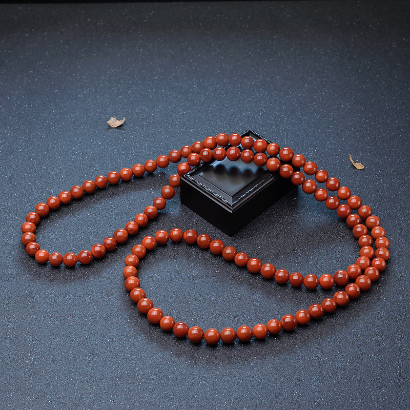四川柿子红南红108佛珠-红掌柜