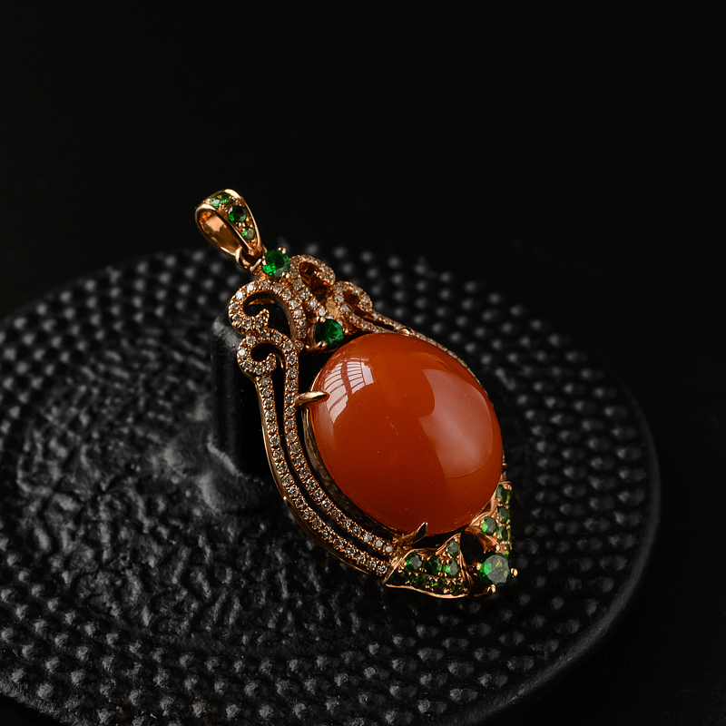 柿子红南红吊坠-红掌柜