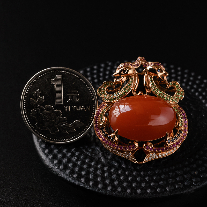 川料柿子红南红吊坠-红掌柜