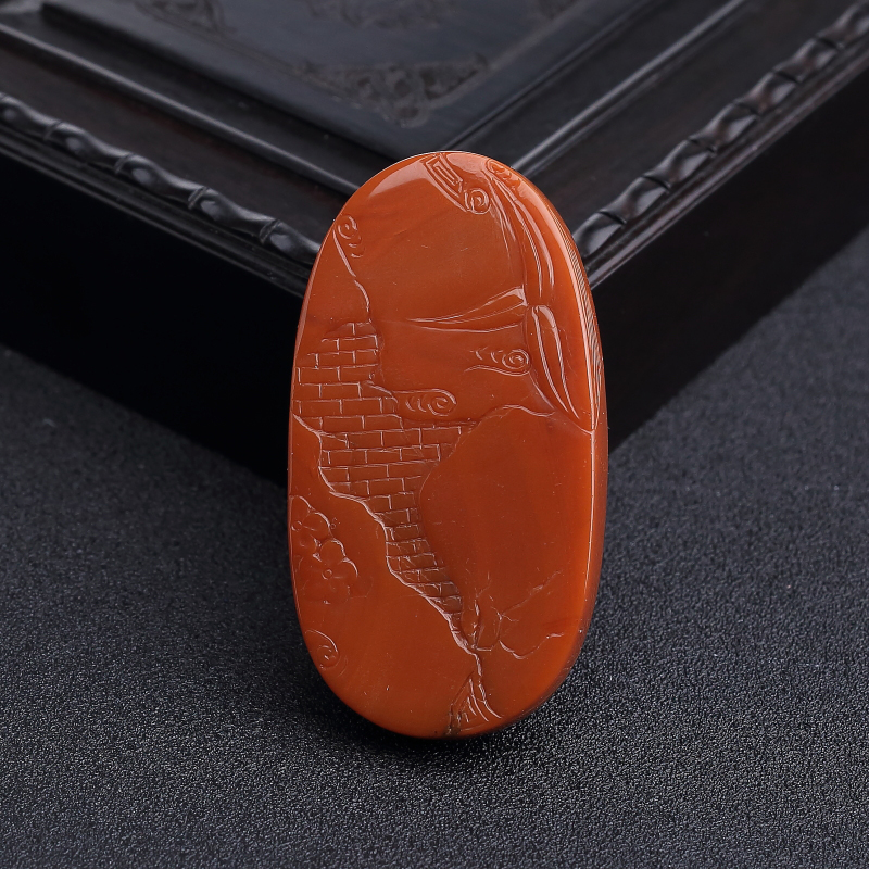 柿子红南红蝶恋花挂坠-红掌柜