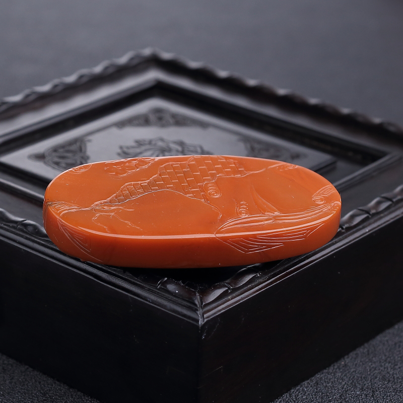 川料南红蝶恋花吊坠-红掌柜