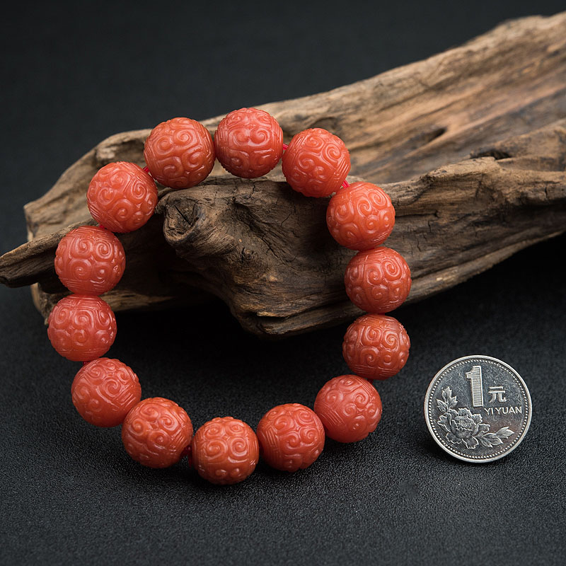 保山南红回文珠手串-红掌柜