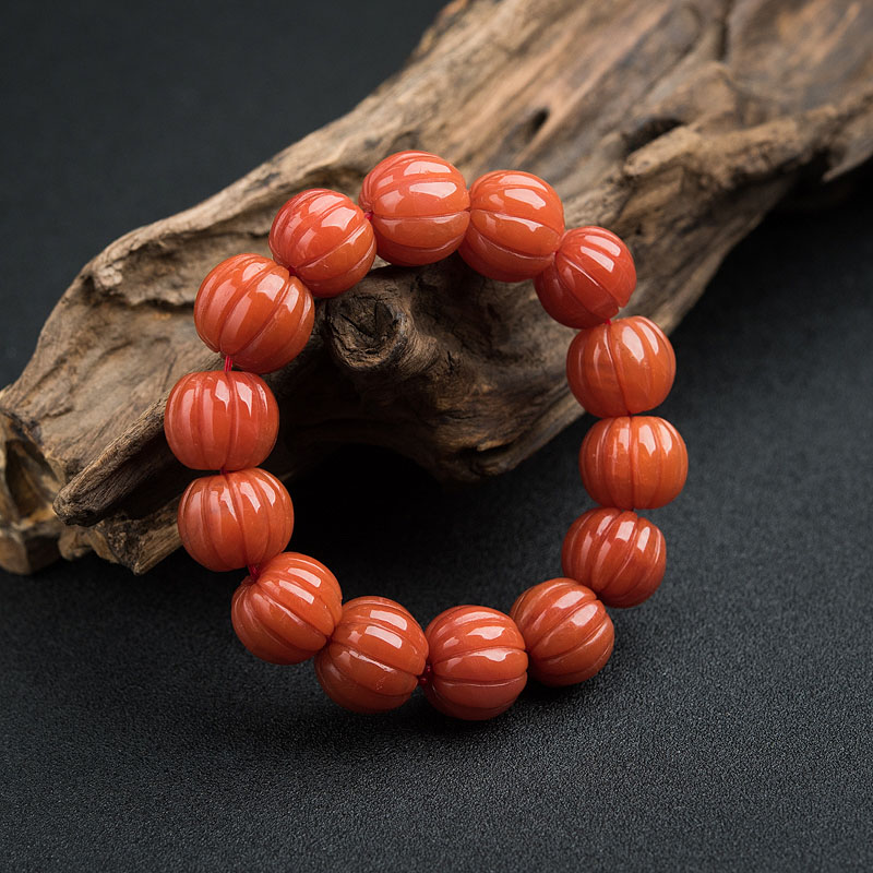 南红南瓜珠手串-红掌柜