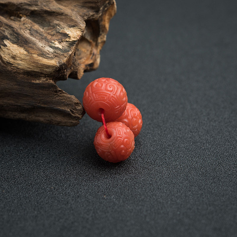 天然南红回文珠-红掌柜