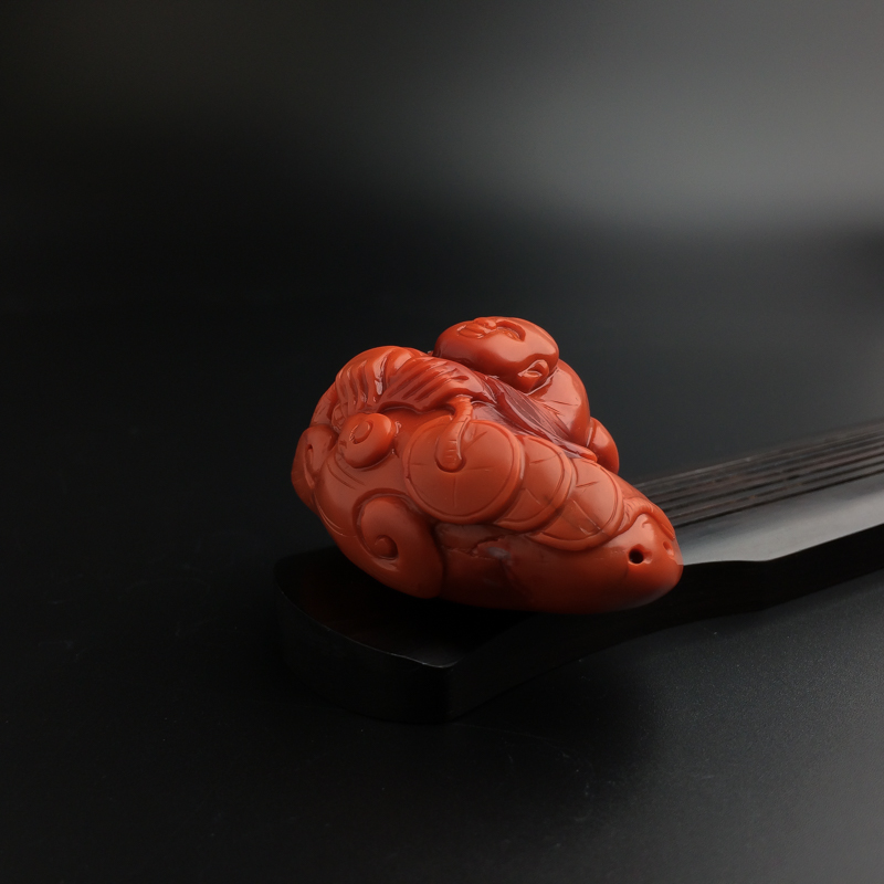 满肉柿子红南红吊坠-红掌柜