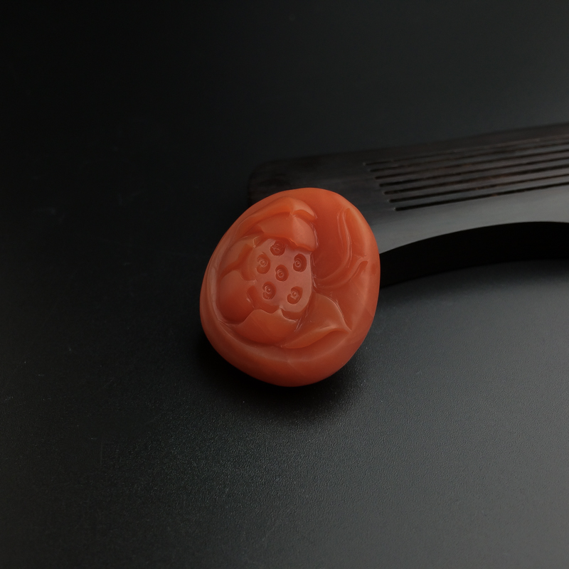 保山柿子红南红莲花吊坠-红掌柜