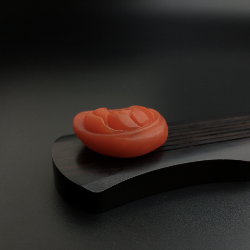 保山天然柿子红莲花吊坠-红掌柜