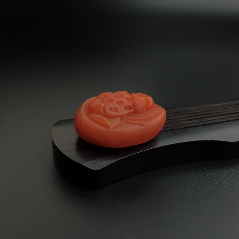 柿子红南红莲花吊坠-红掌柜