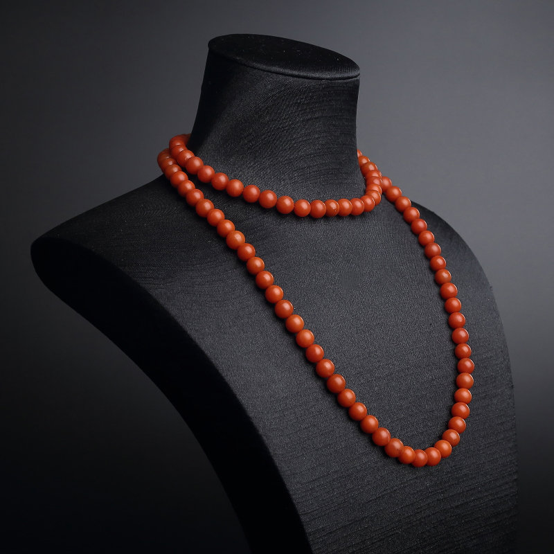 天然柿子红南红佛珠 - 红掌柜