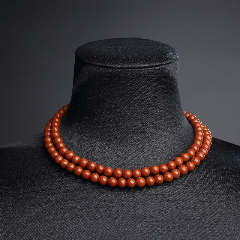 川料天然柿子红南红佛珠-红掌柜