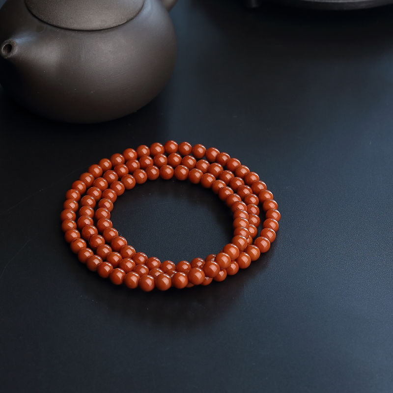 川料天然南红佛珠-红掌柜