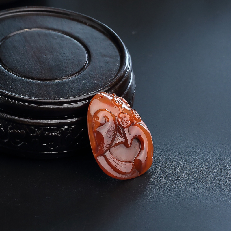 柿子红南红喜上眉梢吊坠-红掌柜