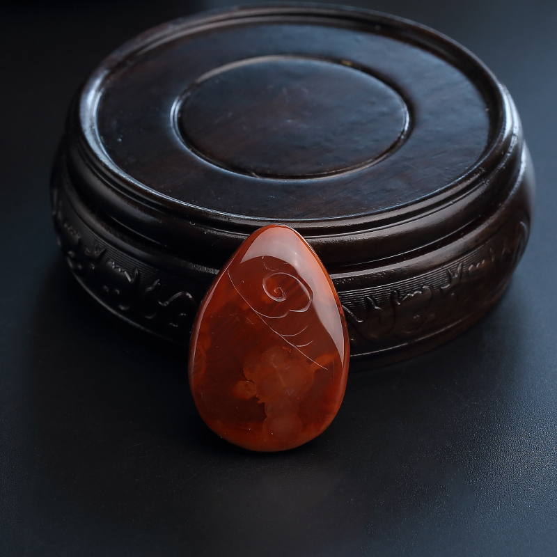 川料玫瑰红南红悟道吊坠-红掌柜