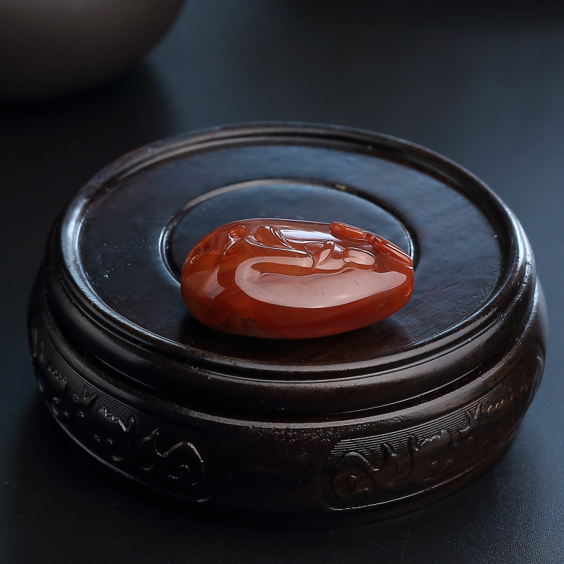 川料南红悟道吊坠-红掌柜