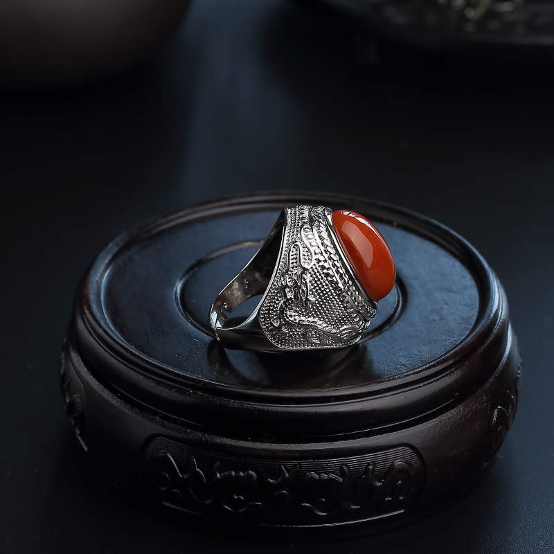 柿子红南红戒指-红掌柜