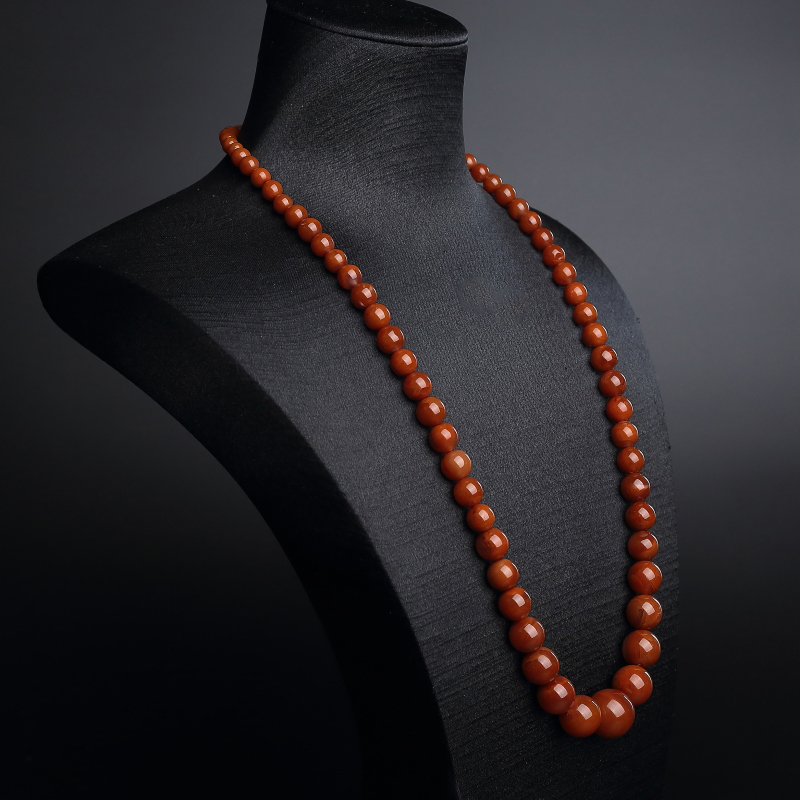 天然柿子红南红塔链 - 红掌柜