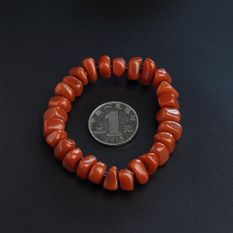 天然柿子红南红随形手串-红掌柜