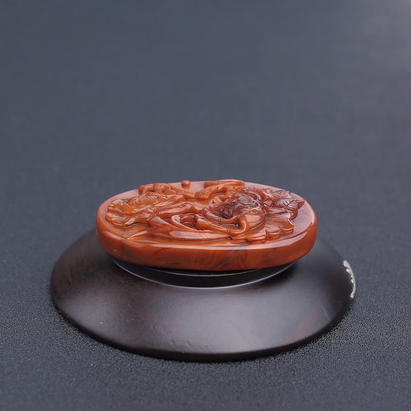 柿子红南红鸟语花香吊坠-红掌柜