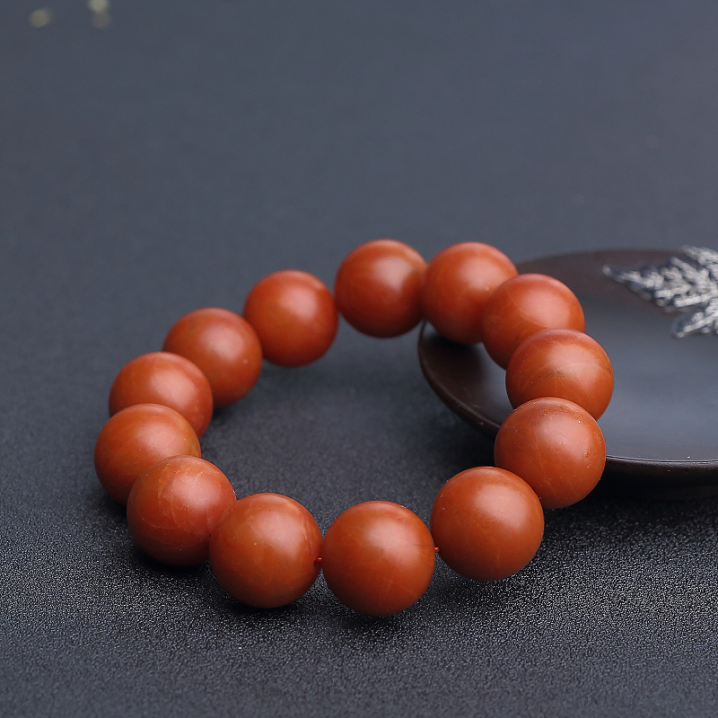 17mm天然柿子红南红手串-红掌柜