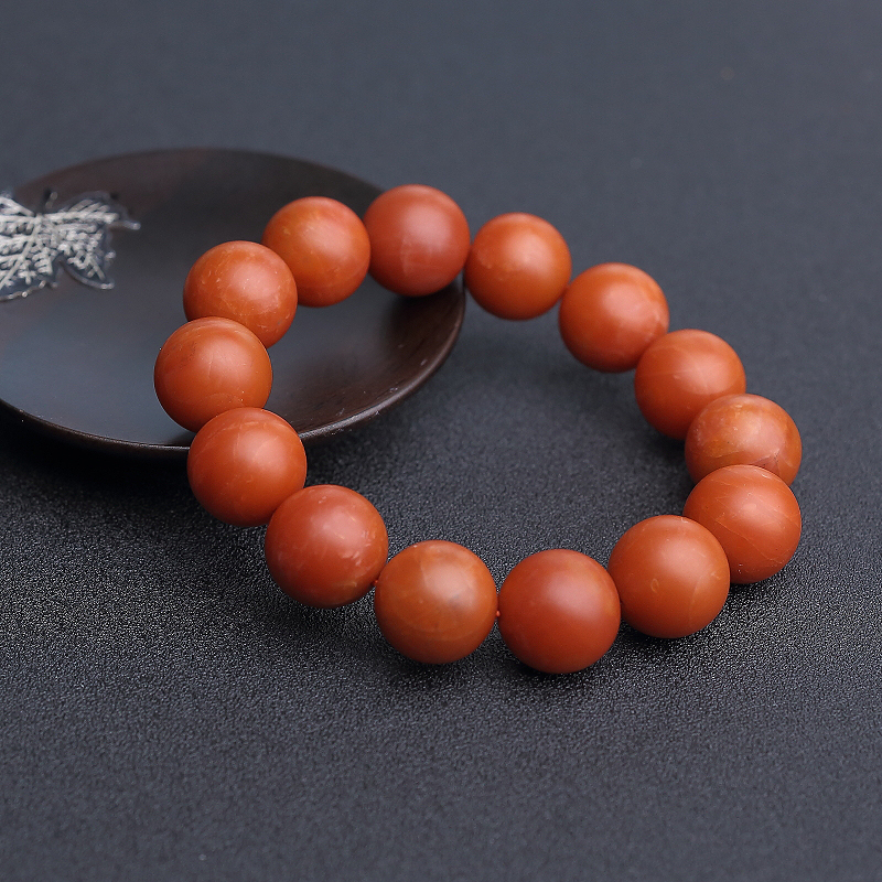 16mm天然柿子红南红手串-红掌柜