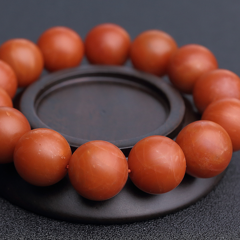 天然柿子红南红手串-红掌柜