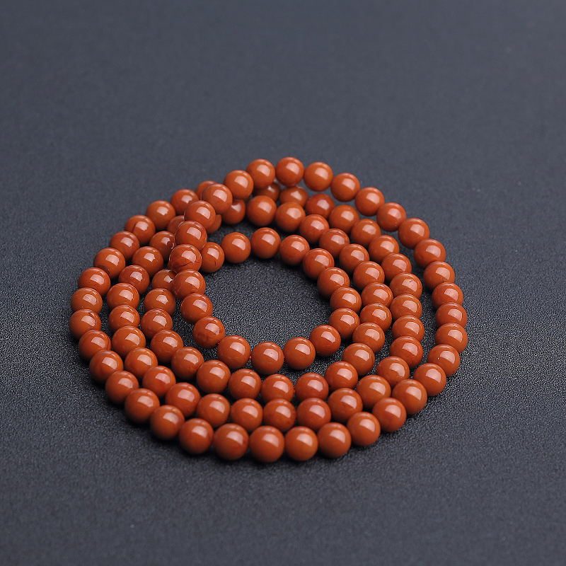 8mm川料柿子红南红佛珠-红掌柜