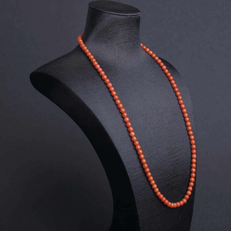 保山天然柿子红南红佛珠-红掌柜