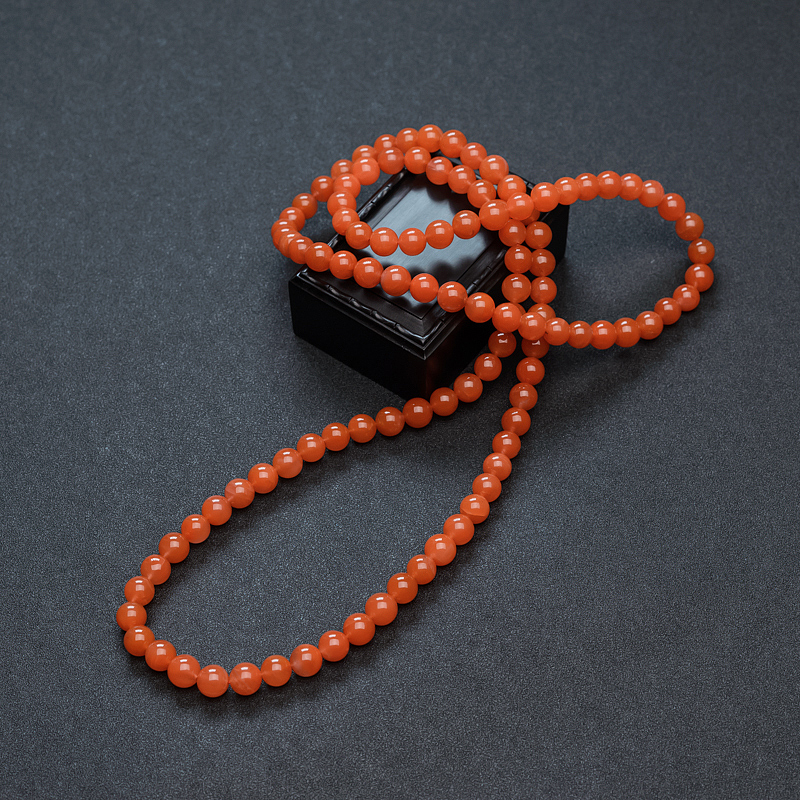 天然10mm樱桃红南红佛珠 - 红掌柜