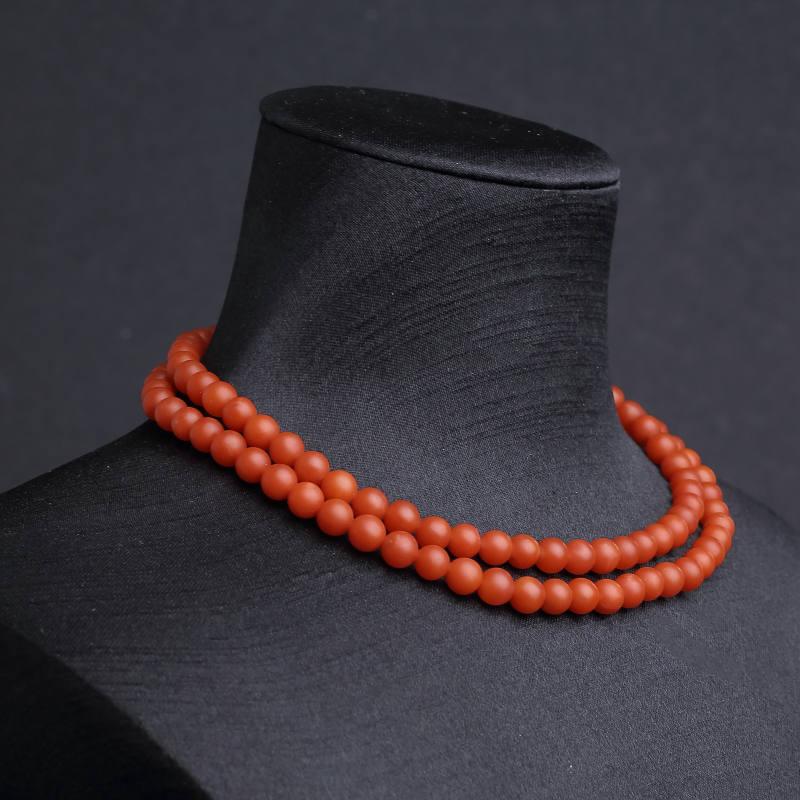 保山天然柿子红南红佛珠-红掌柜