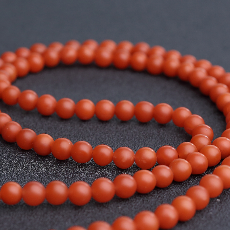 天然柿子红南红佛珠-红掌柜