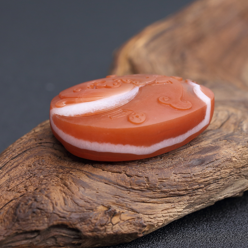 川料柿子红南红古凤吊坠 - 红掌柜