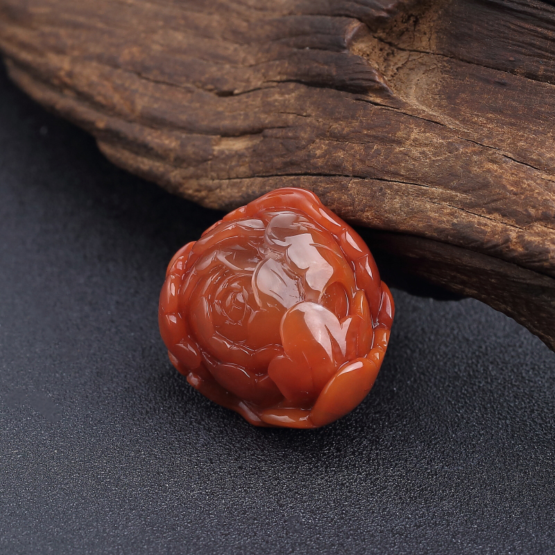 天然柿子红南红花吊坠 - 红掌柜