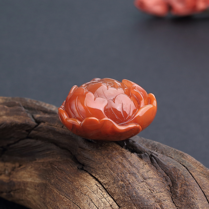 四川柿子红南红花吊坠 - 红掌柜