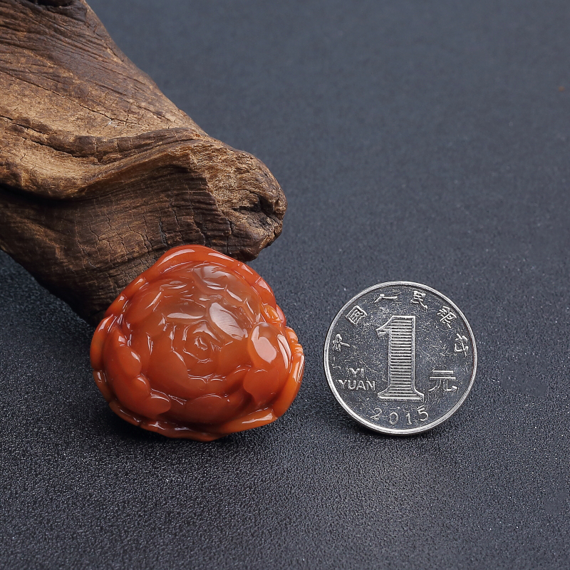 天然柿子红南红吊坠 - 红掌柜