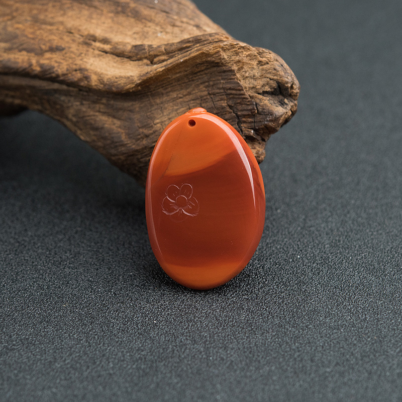 川料天然南红牡丹花吊坠-红掌柜