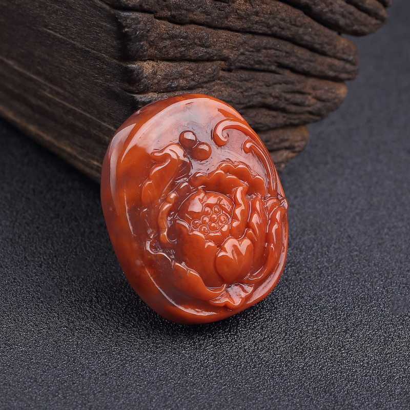 南红牡丹花吊坠-红掌柜