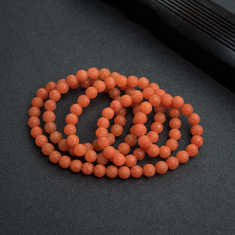 保山南红莲花珠108佛珠-红掌柜