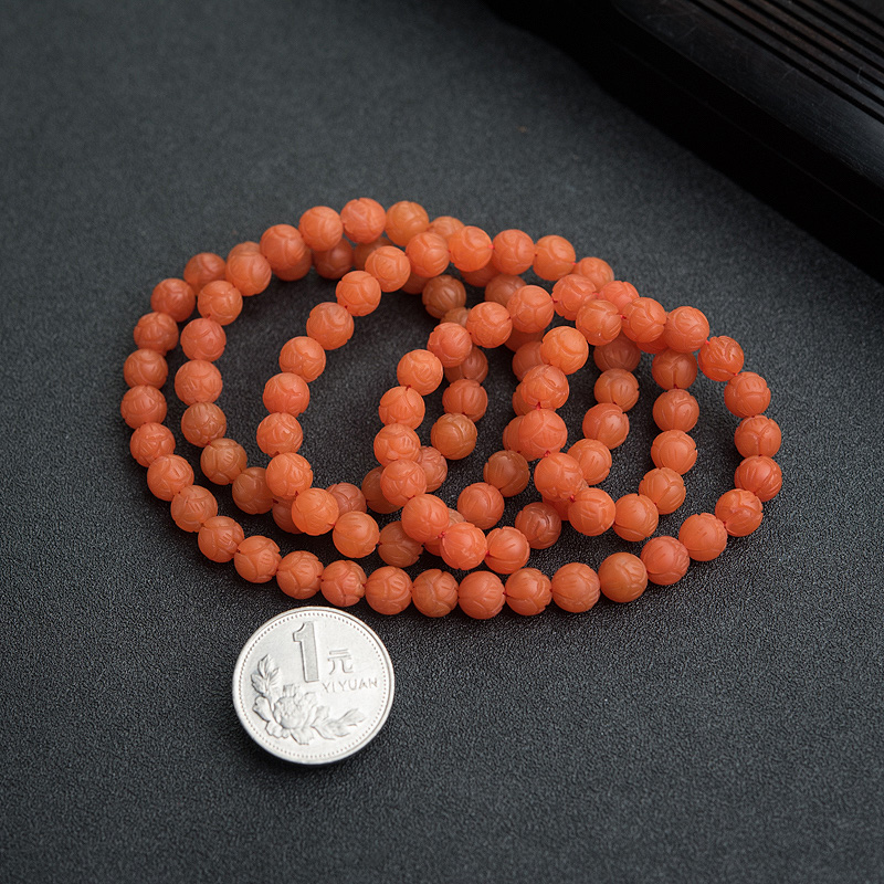 柿子红南红莲花珠-红掌柜