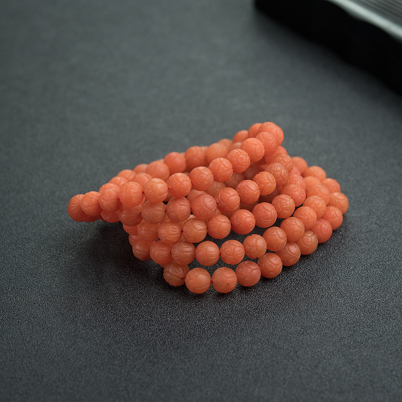 天然南红莲花珠108佛珠-红掌柜
