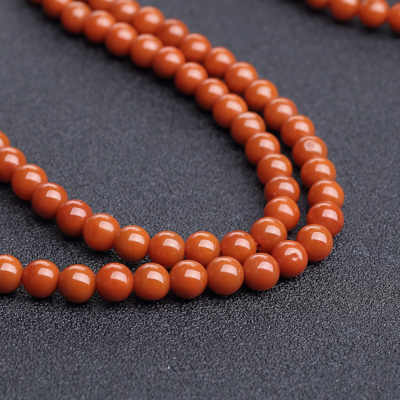 5.5mm柿子红南红108佛珠-红掌柜