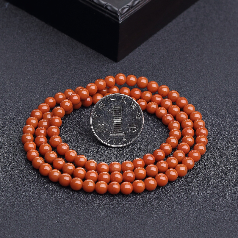 5.5mm柿子红南红108佛珠-红掌柜