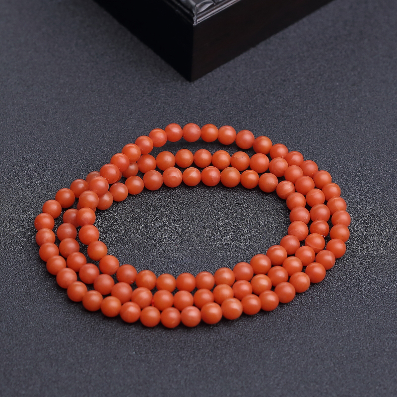 四川柿子红南红108佛珠-红掌柜