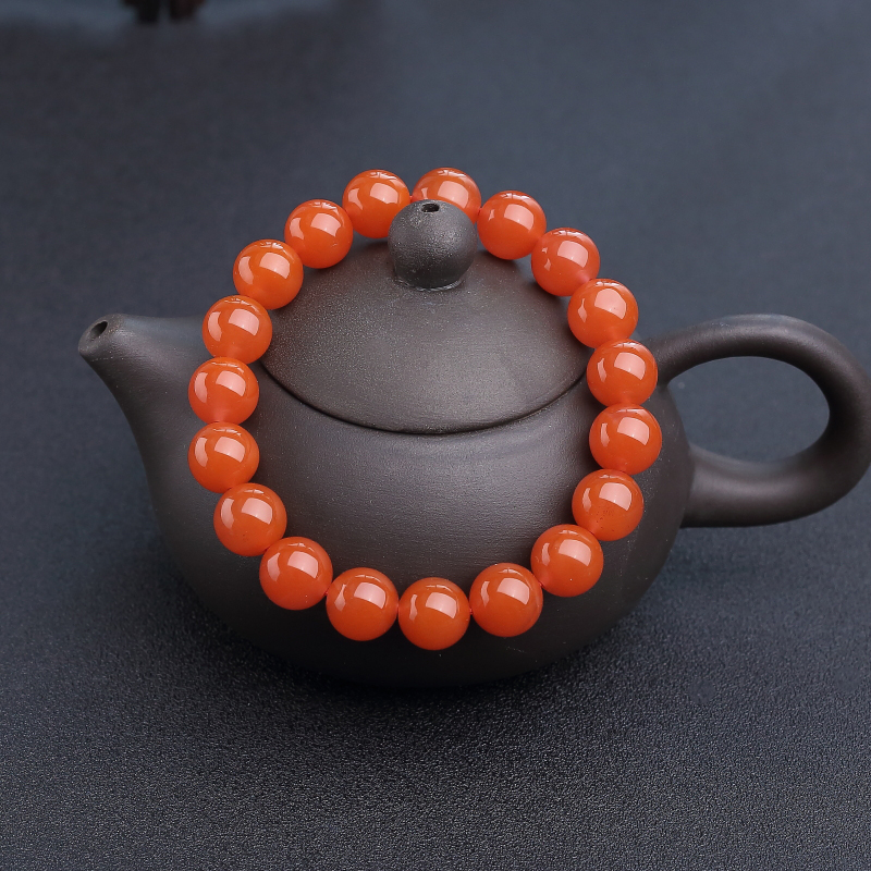 四川天然樱桃红南红单圈手串-红掌柜