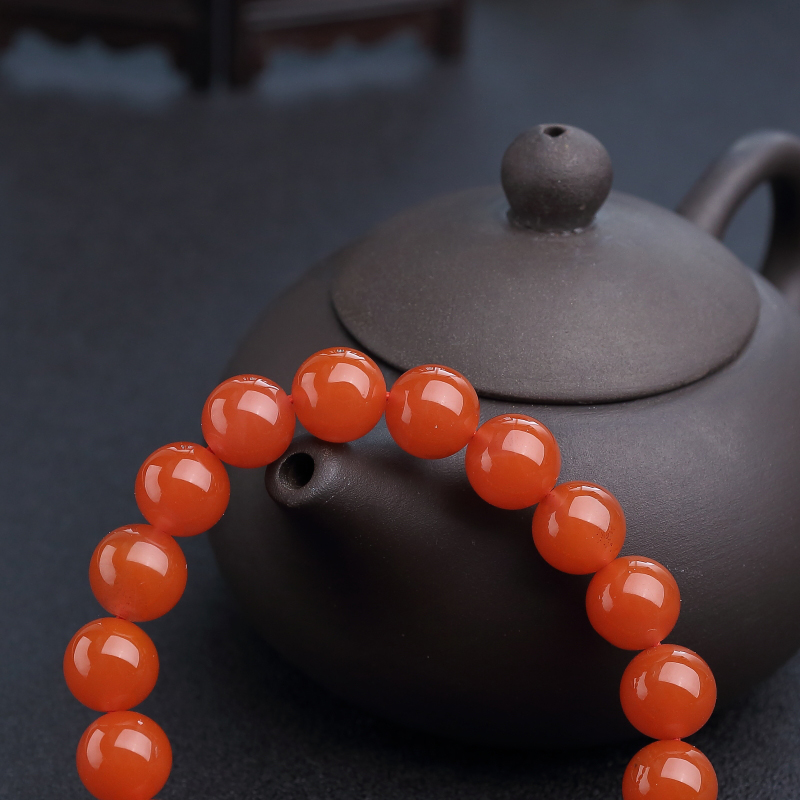 四川天然樱桃红南红手串-红掌柜