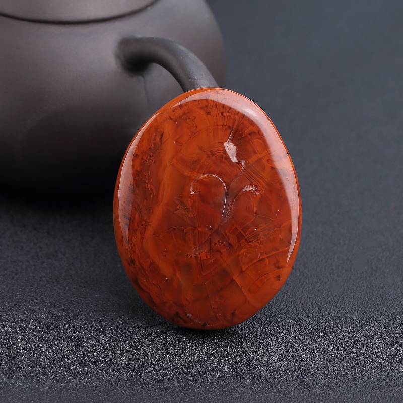 川料天然南红蝶恋花吊坠-红掌柜